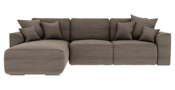 ECKSOFA Taupe Cord - Taupe/Chromfarben, KONVENTIONELL, Kunststoff/Textil (195/293cm) - Carryhome