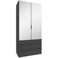 GARDEROB MED VIKDÖRRAR 100/216/58 cm 1-dörrar - grafitfärgad/svart, Design, trämaterial/glas (100/216/58cm) - Boxxx