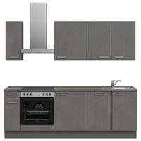 KÜCHENBLOCK 240 cm   in Schieferfarben  - Schieferfarben/Edelstahlfarben, MODERN, Holzwerkstoff/Metall (240cm) - Nobilia