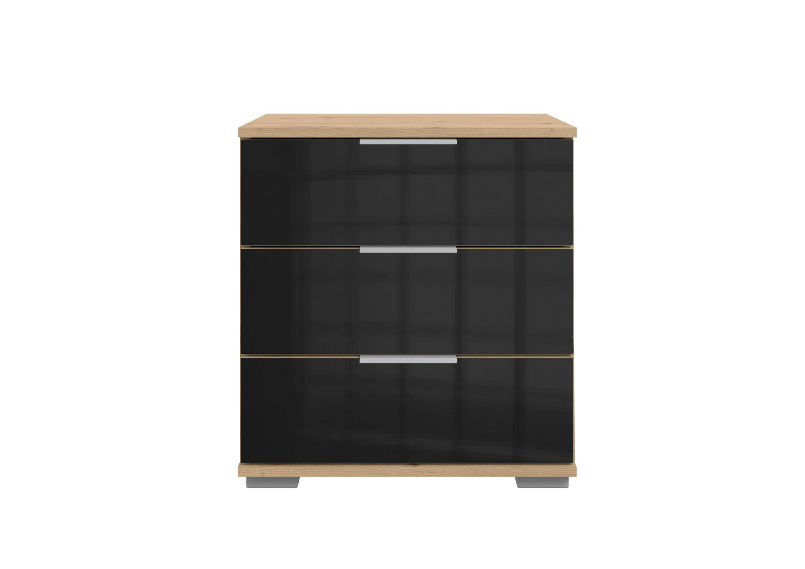 NOĆNI ORMARIĆ crna, boje hrasta   - boje hrasta/crna, Moderno, staklo/drvni materijal (52/58/38cm) - Carryhome