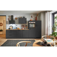 KÜCHENBLOCK PN 80 340 cm  in Graphitfarben, Eichefarben  - Eichefarben/Schwarz, Design, Holzwerkstoff/Metall (340cm) - Pino