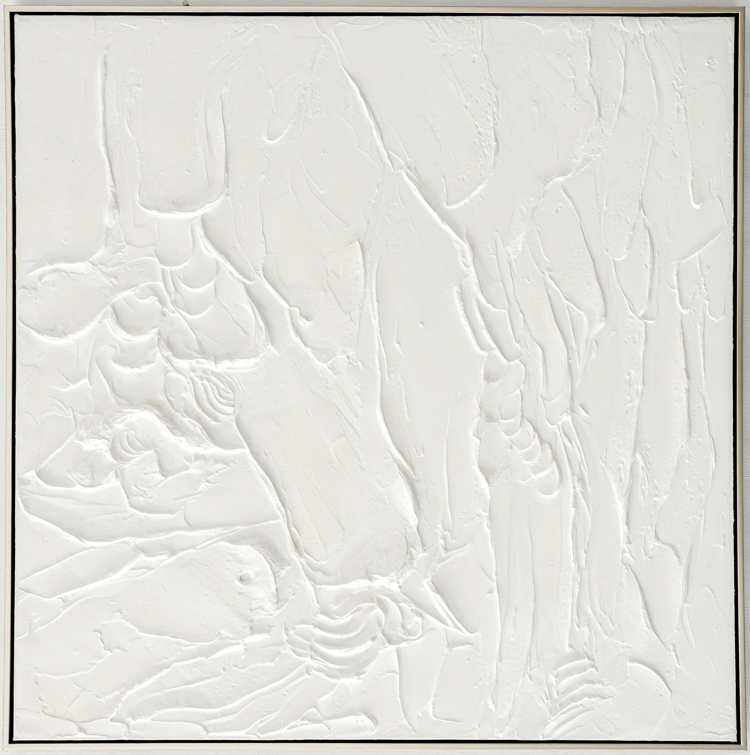 OLJEMÅLNING 85/85 cm  - vit/silver, Design, trä/textil (85/85cm) - Monee