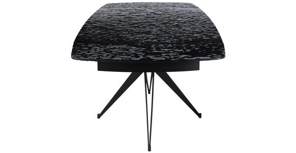 ESSTISCH in Metall, Glas 180-260/95/76 cm - Schwarz, Design, Glas/Metall (180-260/95/76cm) - Novel