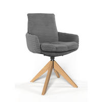 ARMLEHNSTUHL  Beinauswahl, Sitzfläche 360° drehbar, Stoff-/Lederauswahl gerippt  Dunkelgrau  - Eichefarben/Dunkelgrau, Design, Holz/Textil (60/91/62cm) - Valdera