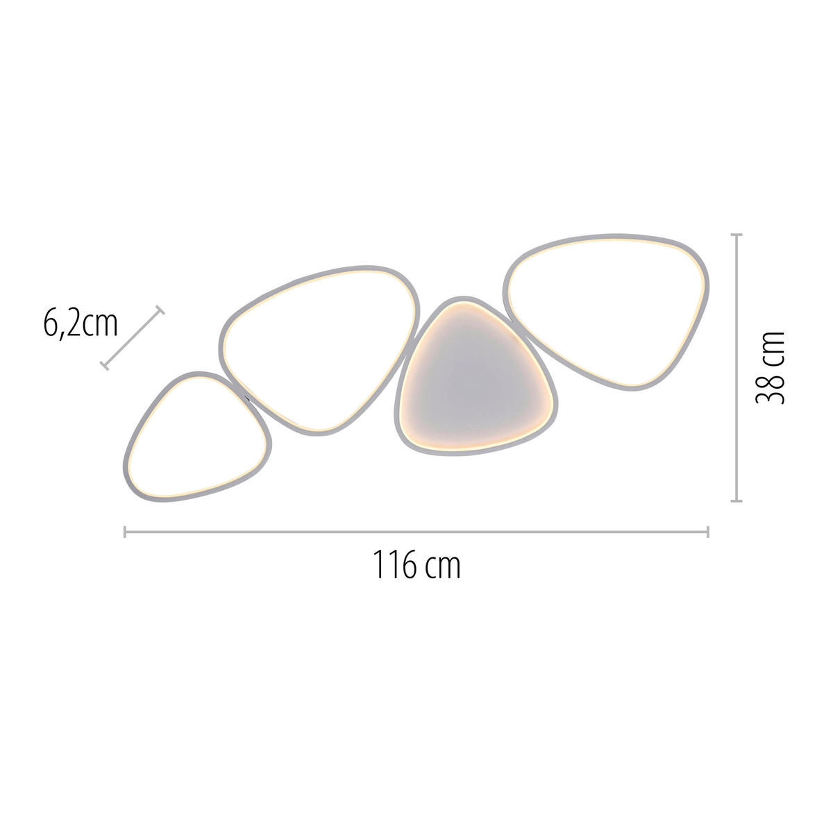 LED-DECKENLEUCHTE 116/38/6,2 cm   - Weiß, Design, Kunststoff/Metall (116/38/6,2cm) - Schöner Wohnen