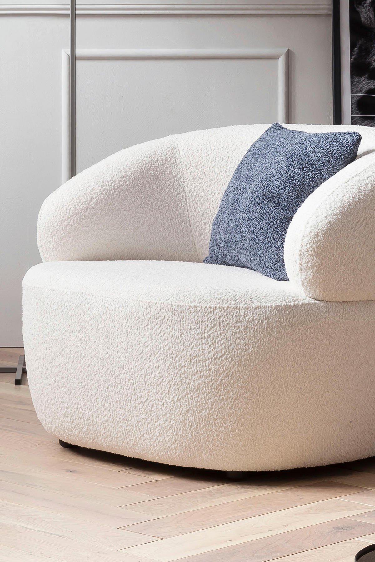 SESSEL in Bouclé Weiß  - Schwarz/Weiß, MODERN, Kunststoff/Textil (88/69/89cm) - Livetastic