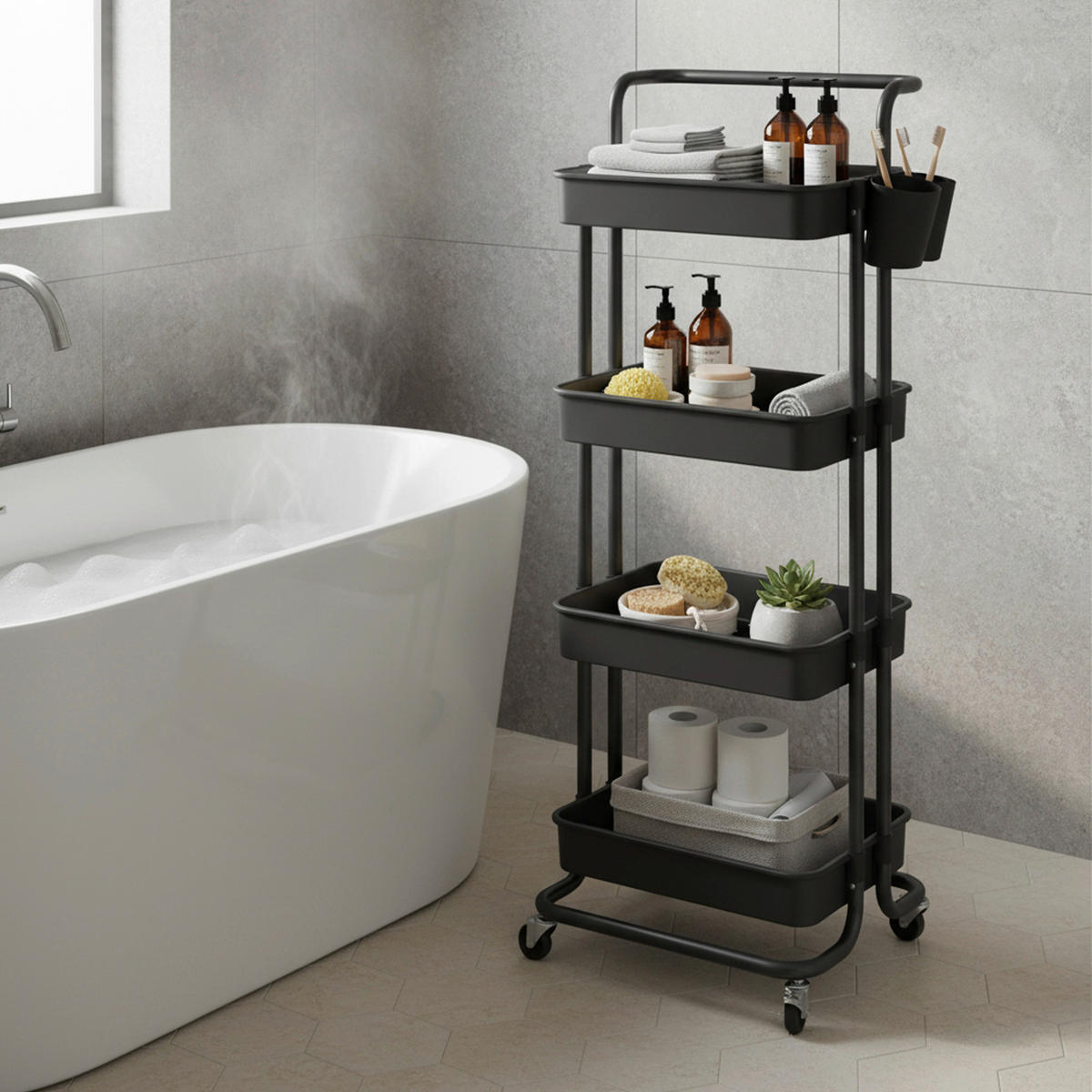 SERVIERWAGEN Schwarz  - Schwarz, Trend, Kunststoff/Metall (37,3/42,5/115cm) - Boxxx