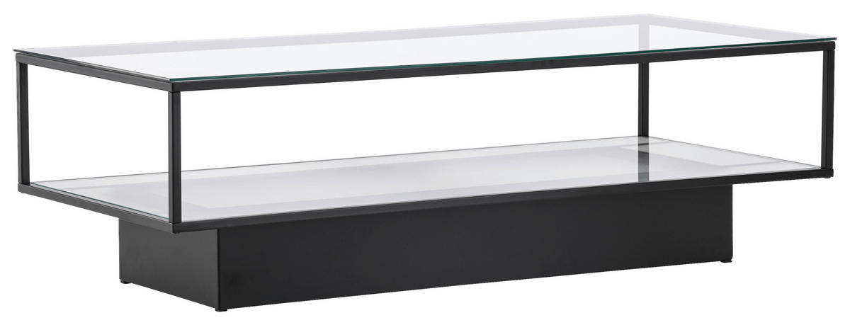 COUCHTISCH Klarglas 130/60/37,5 cm rechteckig Schwarz  - Schwarz, Design, Glas/Metall (130/60/37,5cm) - Livetastic