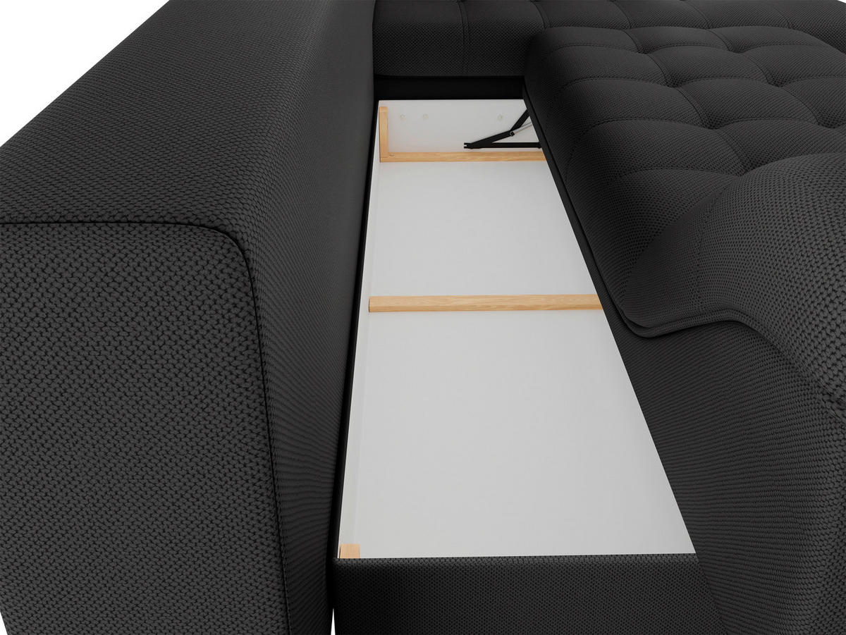 Ecksofa inkl. Funktionen in Webstoff Anthrazit  - Anthrazit/Schwarz, Modern, Holz/Textil (177/279cm)