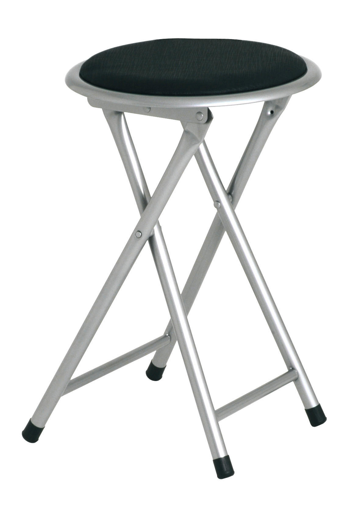 KLAPPHOCKER Lederlook Schwarz, Alufarben  - Alufarben/Schwarz, Design, Textil/Metall (30/45/30cm) - Carryhome