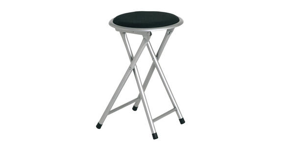 KLAPPHOCKER Lederlook Schwarz, Alufarben - Alufarben/Schwarz, Design, Textil/Metall (30/45/30cm) - Carryhome