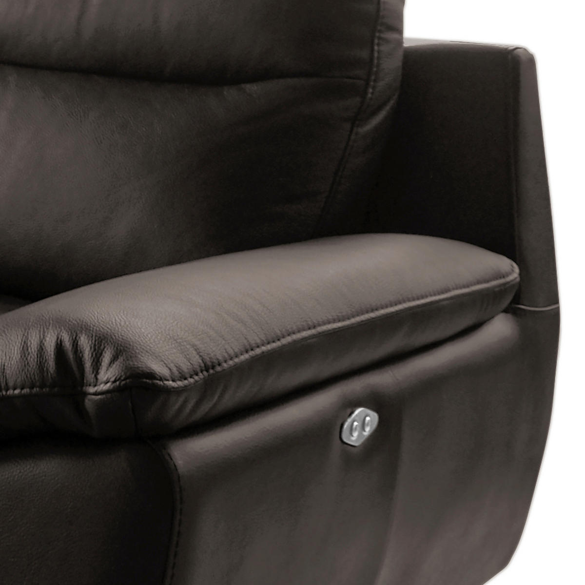 2,5-SITZER 216/95/96 cm PERLE in Echtleder Dunkelbraun   - Chromfarben/Dunkelbraun, Design, Leder/Metall (216/95/96cm) - Livetastic