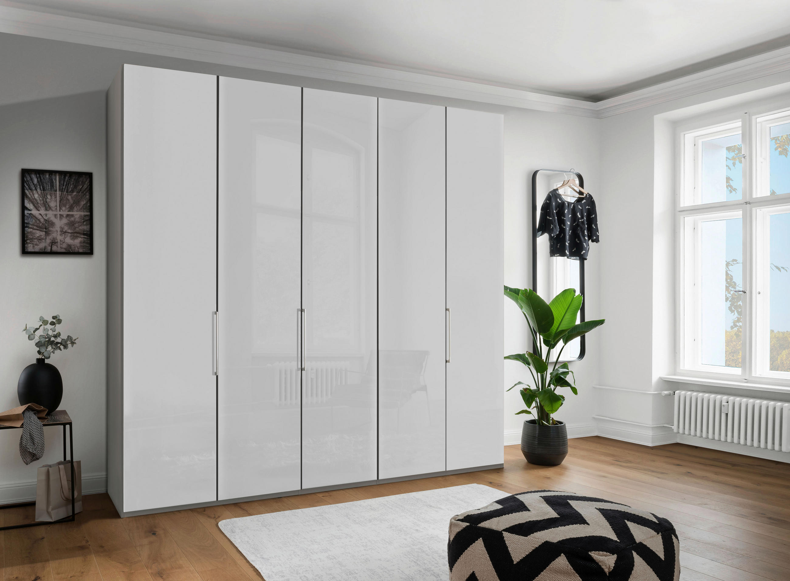 FALTTÜRENSCHRANK in Grau, Weiss  - Chromfarben/Weiss, Konventionell, Glas/Holzwerkstoff (250/216/58cm) - Dieter Knoll
