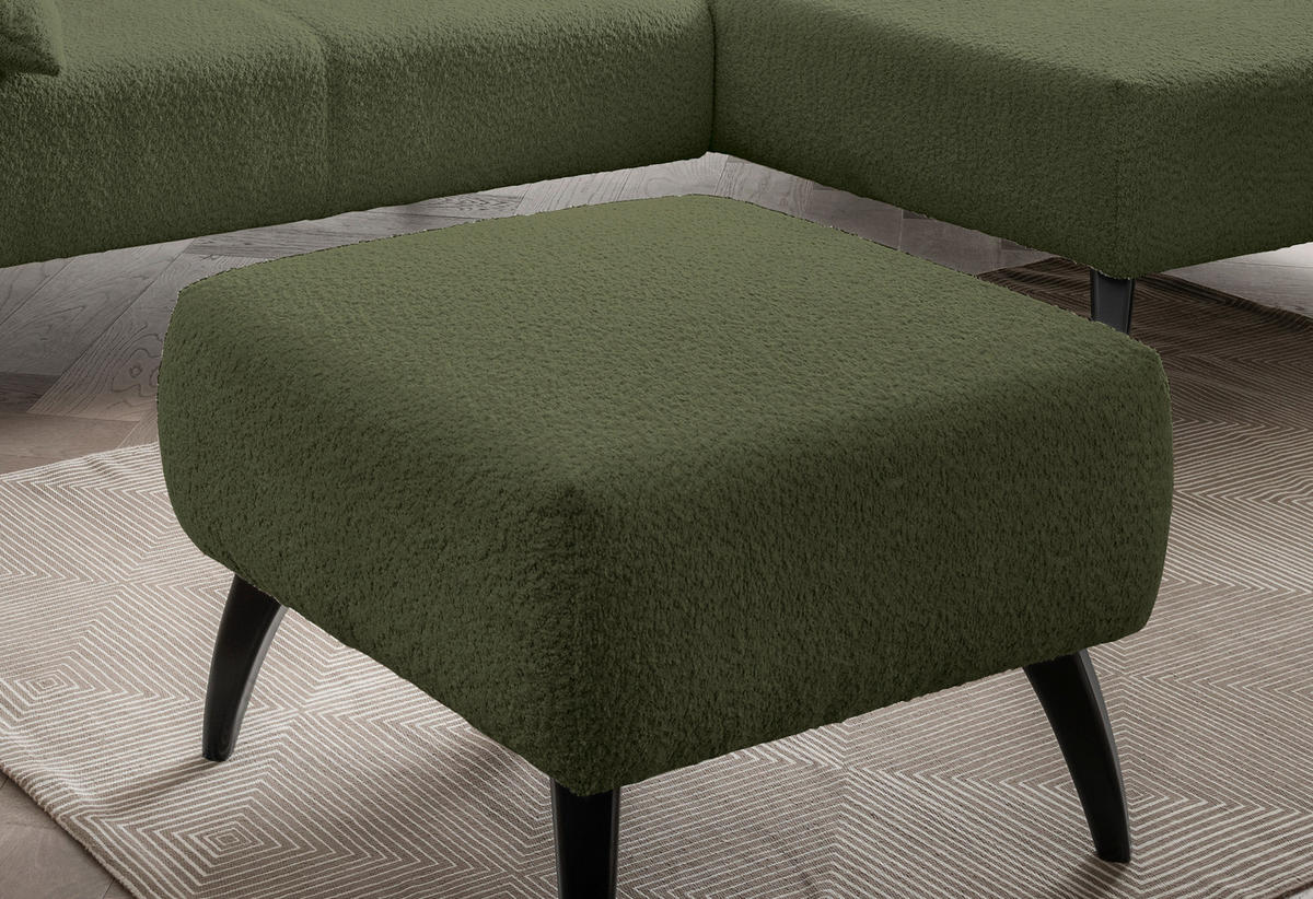 HOCKER Bouclé Buche, Fichte, Kiefer Dunkelgrün  - Dunkelgrün/Schwarz, MODERN, Holz/Textil (66/44/66cm) - MID.YOU