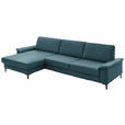ECKSOFA  in Echtleder Blau  176/334 cm  - Blau/Schwarz, Design, Leder/Metall (176/334cm) - Dieter Knoll