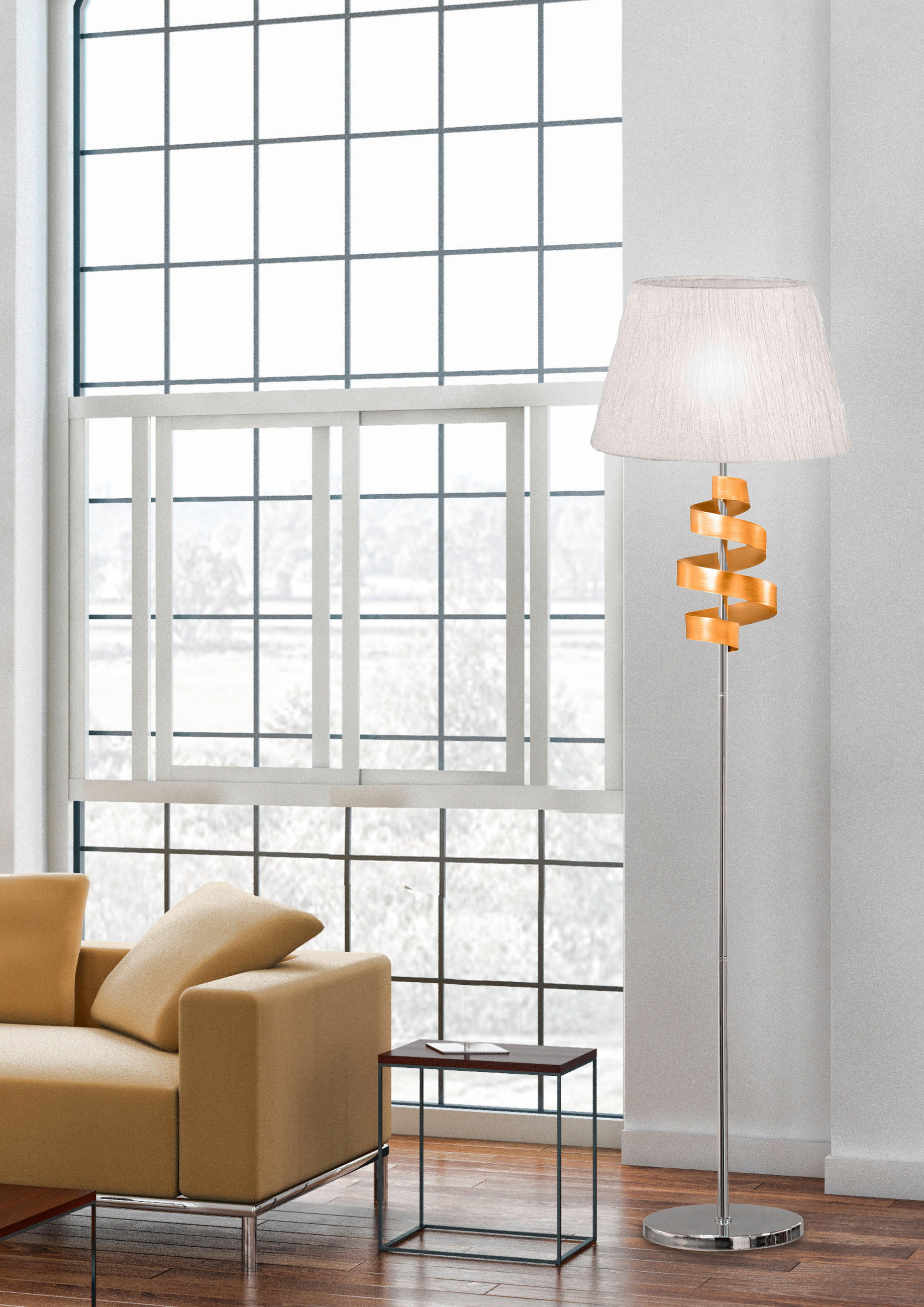 GOLVLAMPA Denis 41/41/168 cm    - kromfärg/guldfärgad, Klassisk, metall/plast (41/41/168cm)