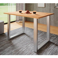 SCHREIBTISCH 140/50/76 cm  in Silberfarben, Honigeiche  - Honigeiche/Silberfarben, Design, Holzwerkstoff/Metall (140/50/76cm) - MID.YOU