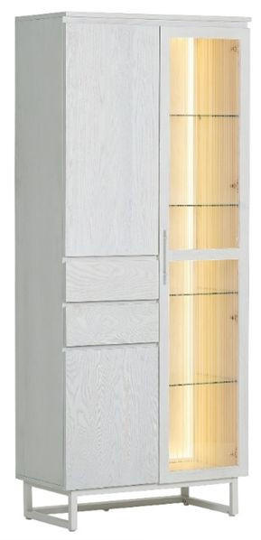 VITRINE  in furniert, massiv Esche Weiß  - Eschefarben/Schwarz, MODERN, Glas/Holz (80/190/43cm) - Lomoco