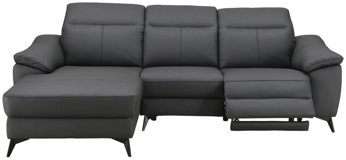 ECKSOFA  Lederlook Kombination Echtleder/Lederlook Schwarz  - Schwarz, Design, Leder/Textil (168/254cm) - Xora