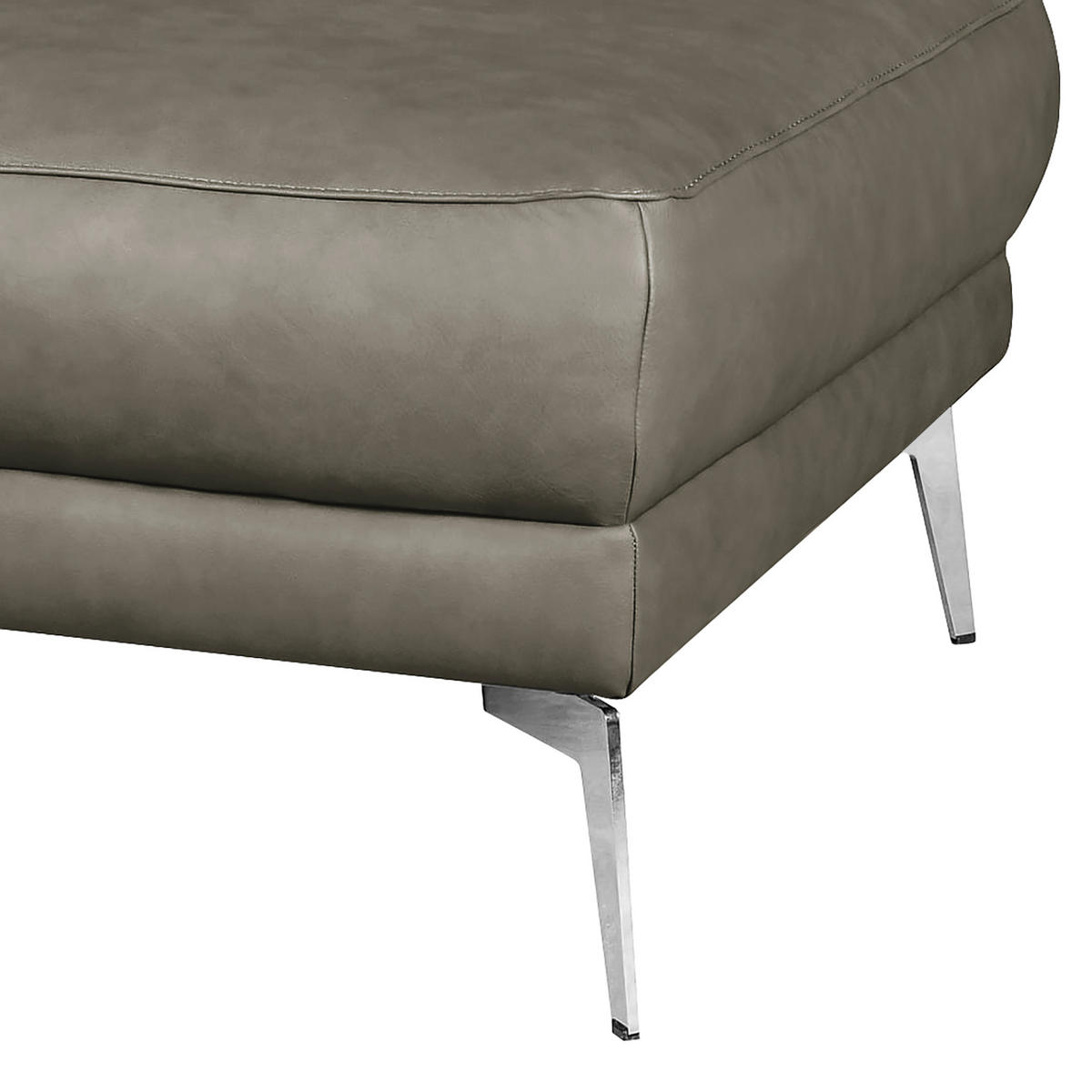 HOCKER Echtleder Grau  - Chromfarben/Grau, Design, Leder/Metall (96/45/80cm) - Livetastic