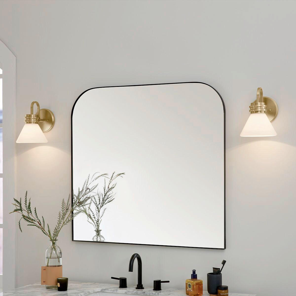 BADEZIMMER-WANDLEUCHTE - Champagner/Schwarz, Konventionell, Glas/Metall (2,40/1,78/2,15cm) - Elstead Lighting