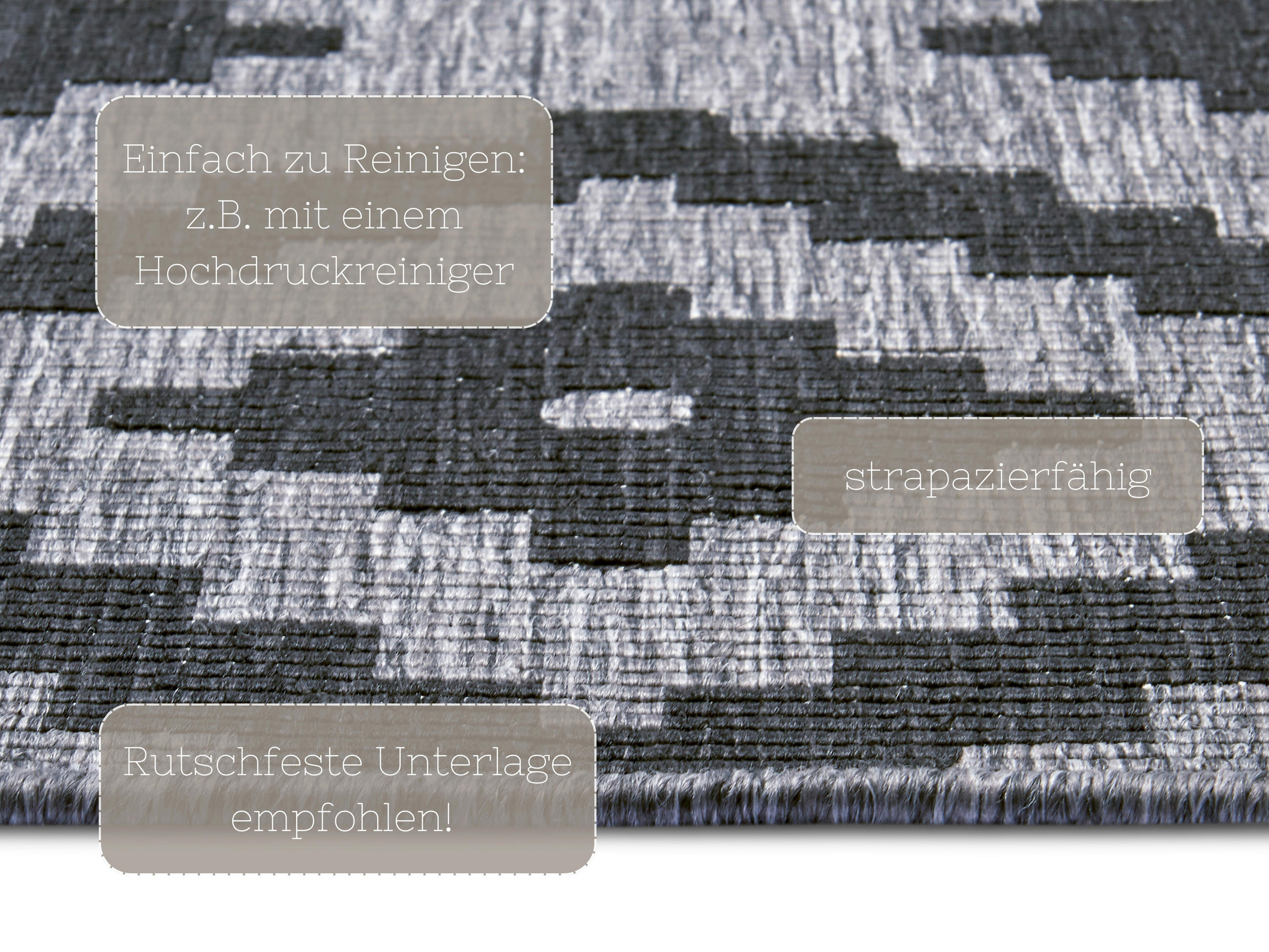 OUTDOORTEPPICH 120/170 cm Twin Grau, Schwarz  - Schwarz/Grau, Basics, Kunststoff (120/170cm)