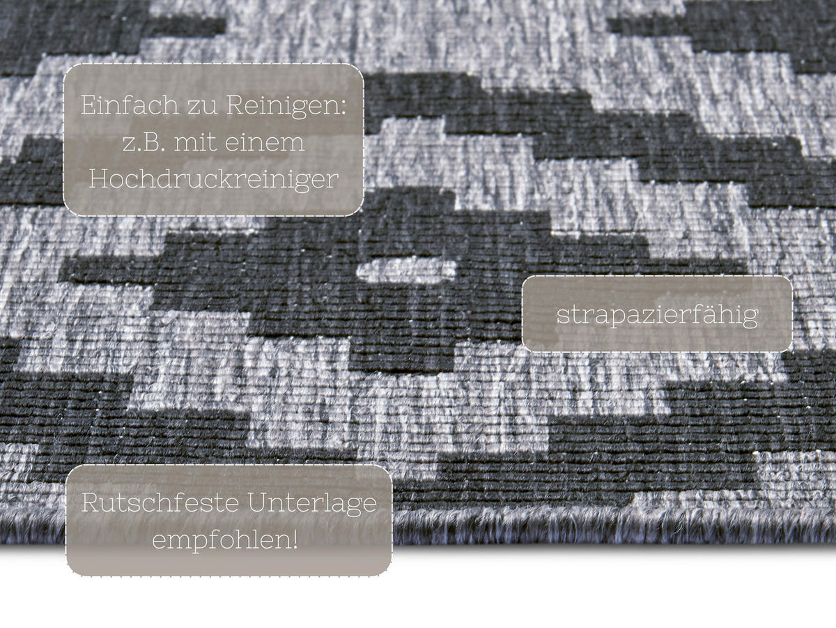 OUTDOORTEPPICH 120/170 cm Twin Grau, Schwarz  - Schwarz/Grau, Basics, Kunststoff (120/170cm)