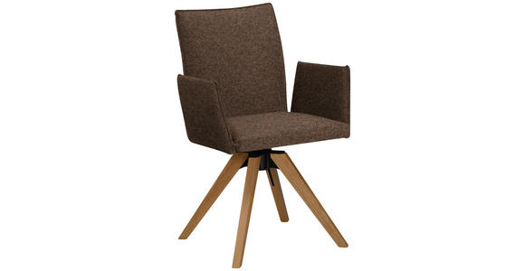 ARMLEHNSTUHL  Stoffauswahl, Typenauswahl, Sitzfläche 360° drehbar, automatische Rückholfunktion Samt  - Eichefarben/Braun, KONVENTIONELL, Holz/Textil (64/91/61cm) - Moderano
