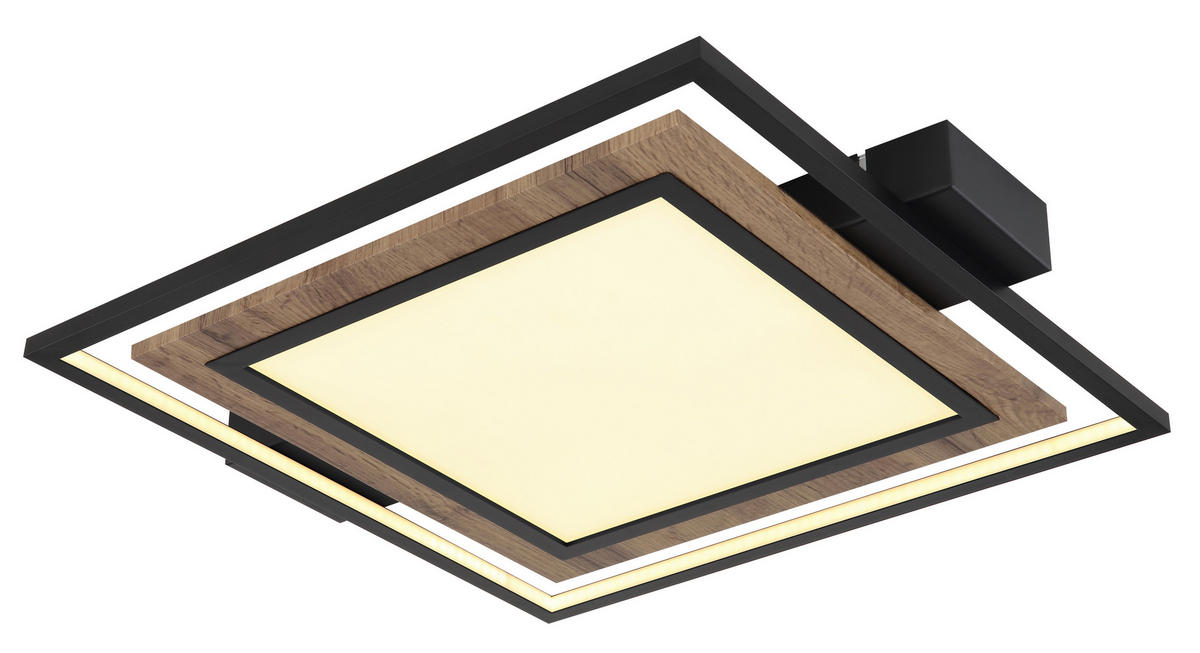 LED-DECKENLEUCHTE 36 W    50/45/5,5 cm  - Dunkelbraun/Opal, Natur, Holzwerkstoff/Kunststoff (50/45/5,5cm) - Globo