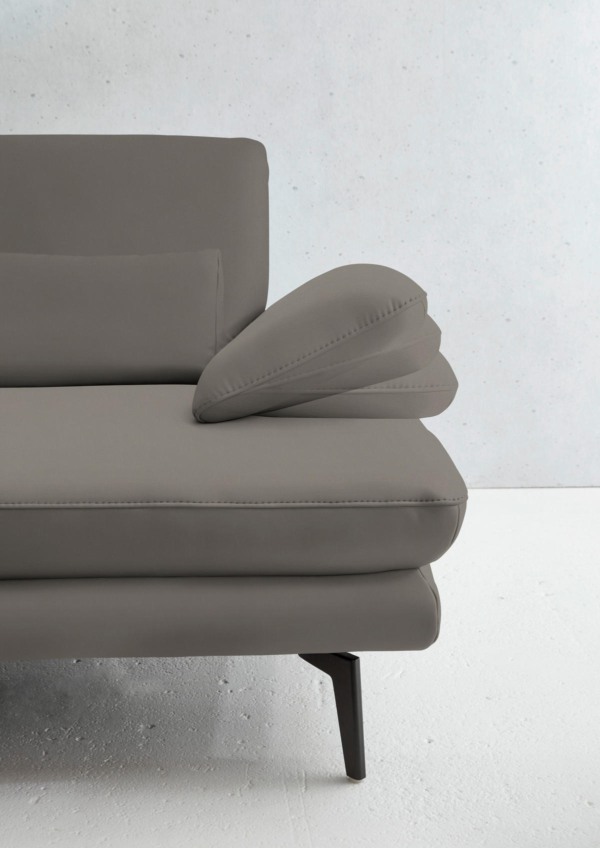 3-SITZER-SOFA in Echtleder Hellgrau  - Hellgrau/Schwarz, Design, Leder/Metall (222/86/104cm) - Dieter Knoll
