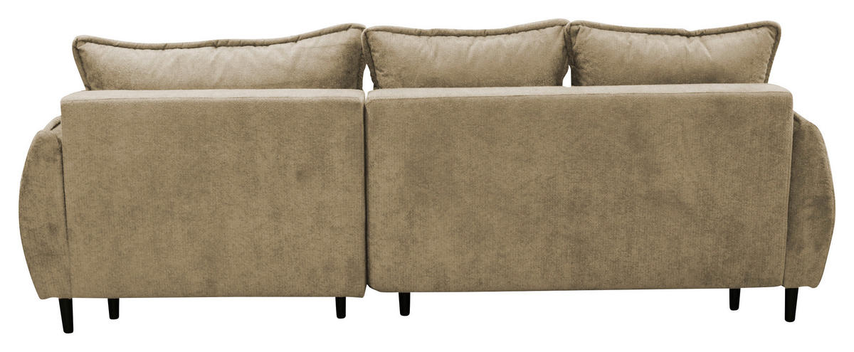 ECKSOFA MURANO Beige Chenille Zierkissen, Rückenkissen, Bettkasten  - Beige/Schwarz, Design, Holz/Textil (242/167cm) - MID.YOU