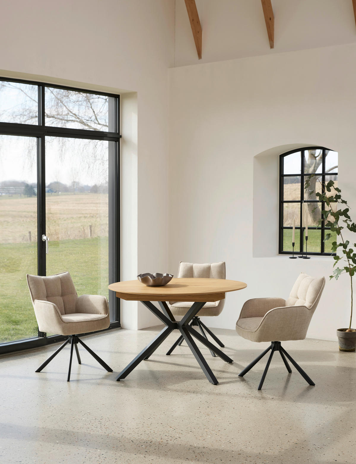 ESSTISCH in Holzwerkstoff 120/120/75 cm  - Eichefarben/Schwarz, MODERN, Holzwerkstoff/Metall (120/120/75cm) - Livetastic