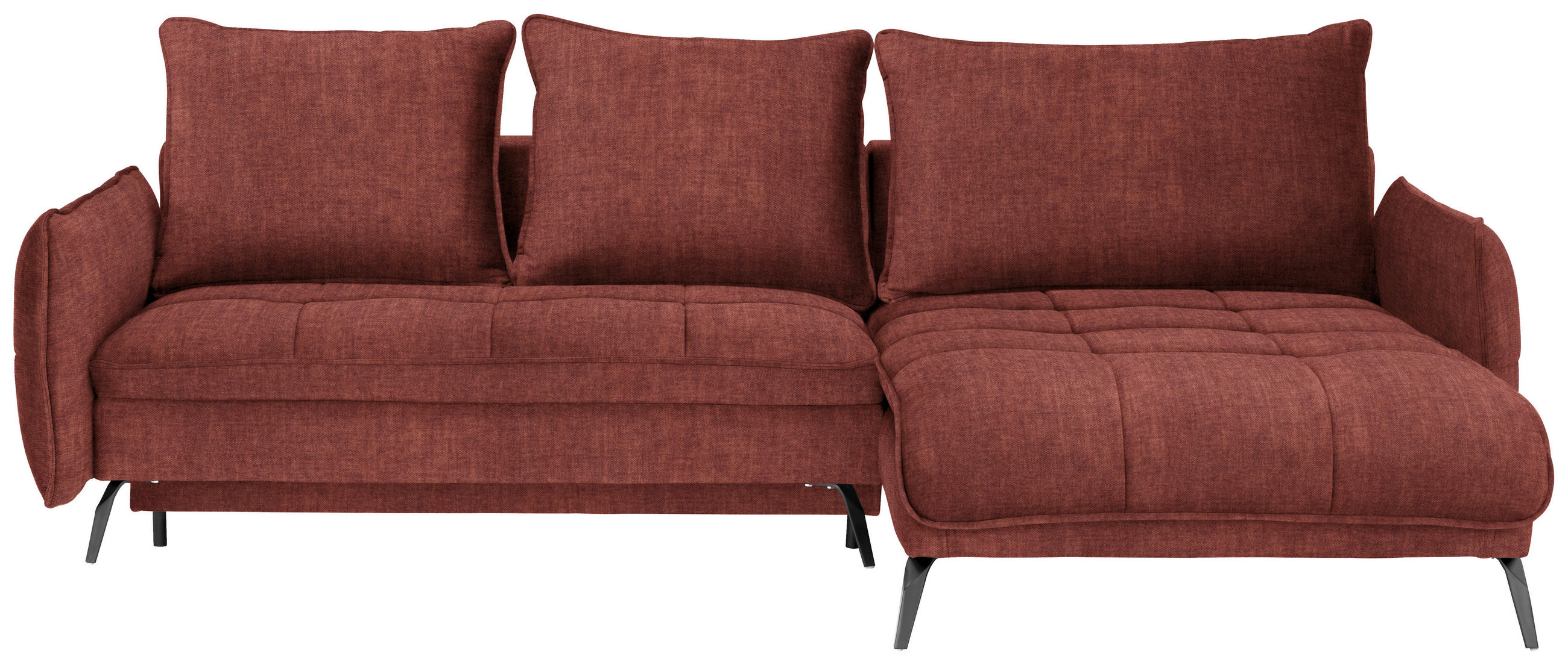 ECKSOFA  in Flachgewebe Rostfarben   - Rostfarben/Schwarz, LIFESTYLE, Textil/Metall (273/180cm) - Hom`in