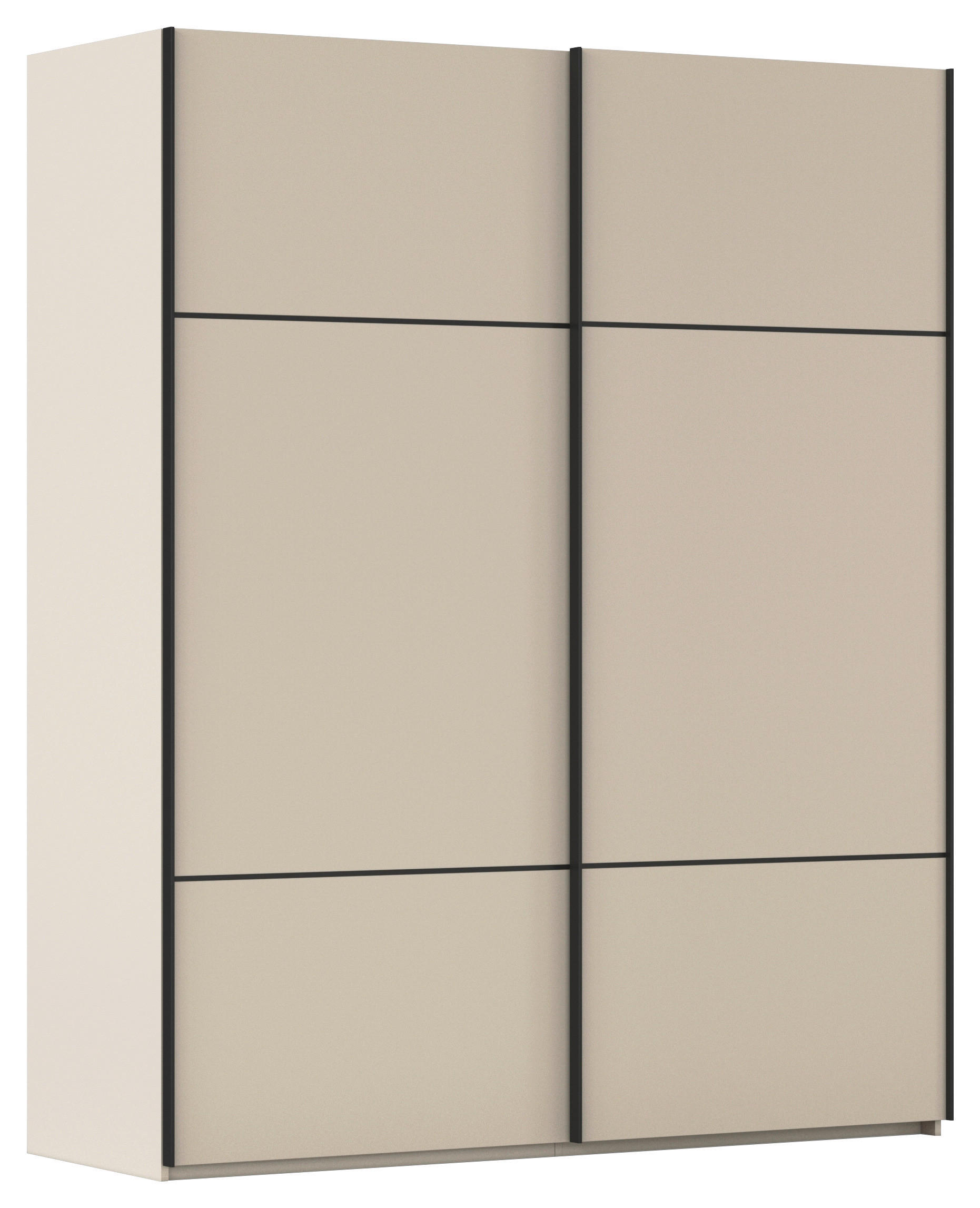 SCHWEBETÜRENSCHRANK 201/223/68 cm 2-türig Champagner  - Champagner/Schwarz, KONVENTIONELL, Holzwerkstoff/Metall (201/223/68cm) - Novel