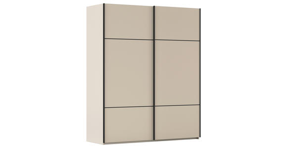 SCHWEBETÜRENSCHRANK  in Champagner  - Champagner/Schwarz, KONVENTIONELL, Holzwerkstoff/Metall (201/223/68cm) - Novel