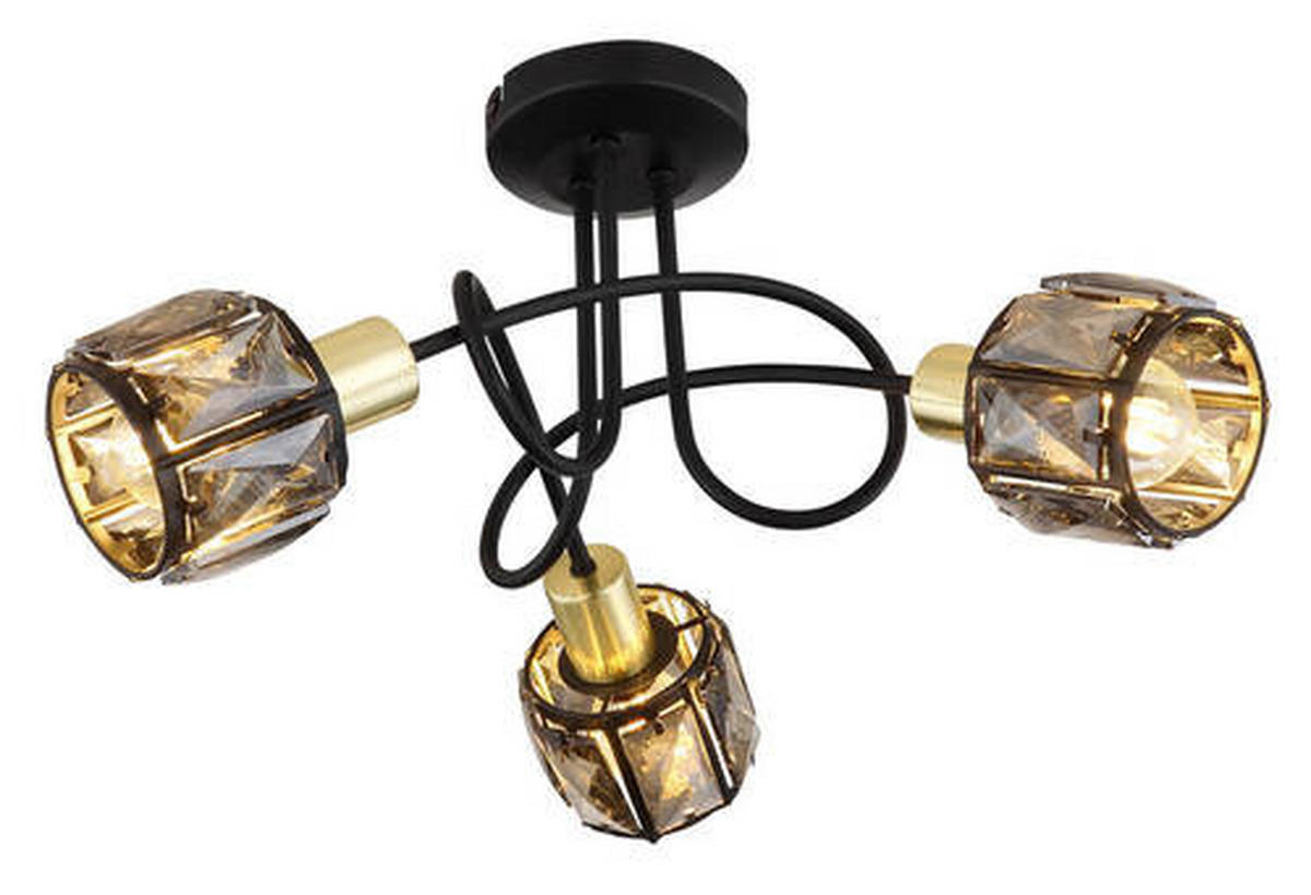 PLAFONIERĂ - auriu/negru, Design, sticlă/metal (38/24cm) - Globo