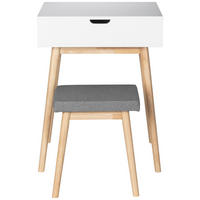 SCHMINKTISCH Kiefer massiv Grau, Naturfarben, Weiß  - Naturfarben/Weiß, Design, Glas/Holz (50/38,5/85/45,5/50/28,5cm) - MID.YOU