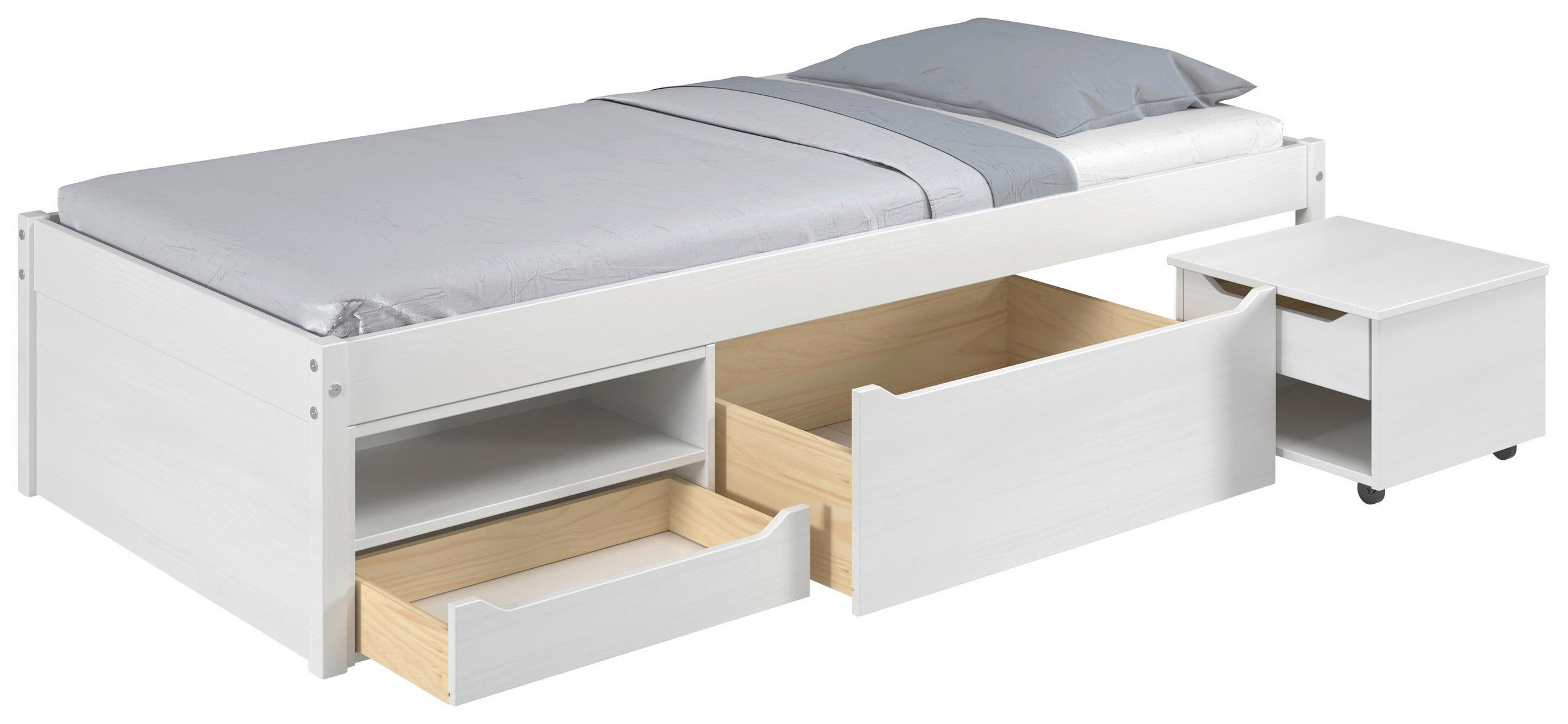 STAURAUMBETT 90/200 cm  in Weiß  - Weiß, MODERN, Holz (90/200cm) - MID.YOU