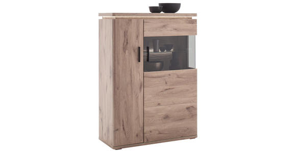 HIGHBOARD Eiche dunkel  90/124/38 cm  - Eiche dunkel/Anthrazit, KONVENTIONELL, Glas/Holzwerkstoff (90/124/38cm) - Cantus