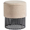 HOCKER Chenille Beige  - Beige, Design, Textil/Metall (40/44/40cm) - MID.YOU