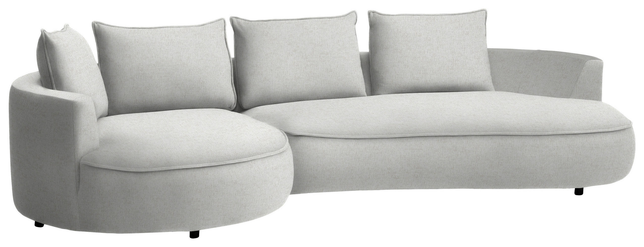BIGSOFA in Chenille Ecru  - Ecru/Schwarz, Design, Kunststoff/Textil (154/82/322cm) - home24