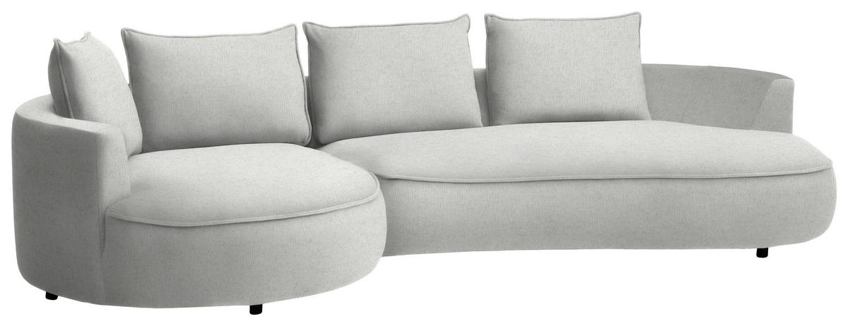 BIGSOFA in Chenille Ecru  - Ecru/Schwarz, Design, Kunststoff/Textil (154/82/322cm) - home24