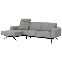 ECKSOFA Grau Struktur  - Schwarz/Grau, Design, Textil/Metall (157/262cm) - Novel