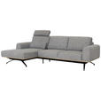 ECKSOFA in Struktur Grau  157/262 cm  - Schwarz/Grau, Design, Textil/Metall (157/262cm) - Novel