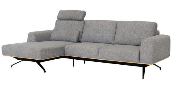 ECKSOFA in Struktur Grau  157/262 cm  - Schwarz/Grau, Design, Textil/Metall (157/262cm) - Novel