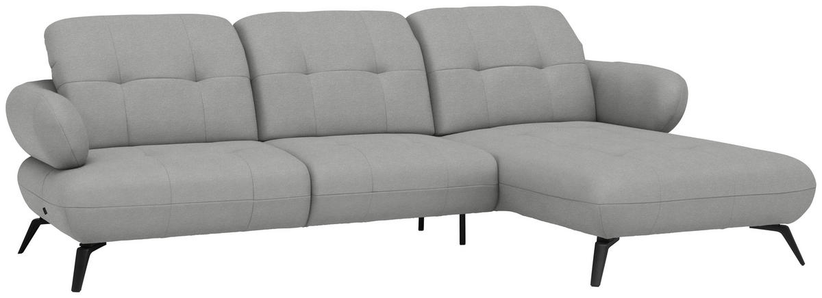 ECKSOFA Flachgewebe Hellgrau  - Hellgrau/Schwarz, Design, Textil/Metall (282/189cm) - Novel