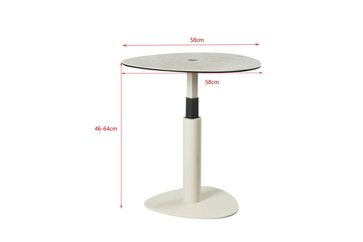 KONFERENČNÝ STOLÍK, sivá, taupe, kov, sklo, keramika, 58/58/46-64 cm - sivá/taupe, Design, kov/sklo (58/58/46-64cm) - Emilio Belluti