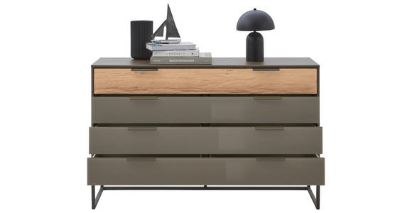 SIDEBOARD Anthrazit, Eichefarben  - Schieferfarben/Eichefarben, Design, Glas/Holzwerkstoff (141/89/43cm) - Dieter Knoll