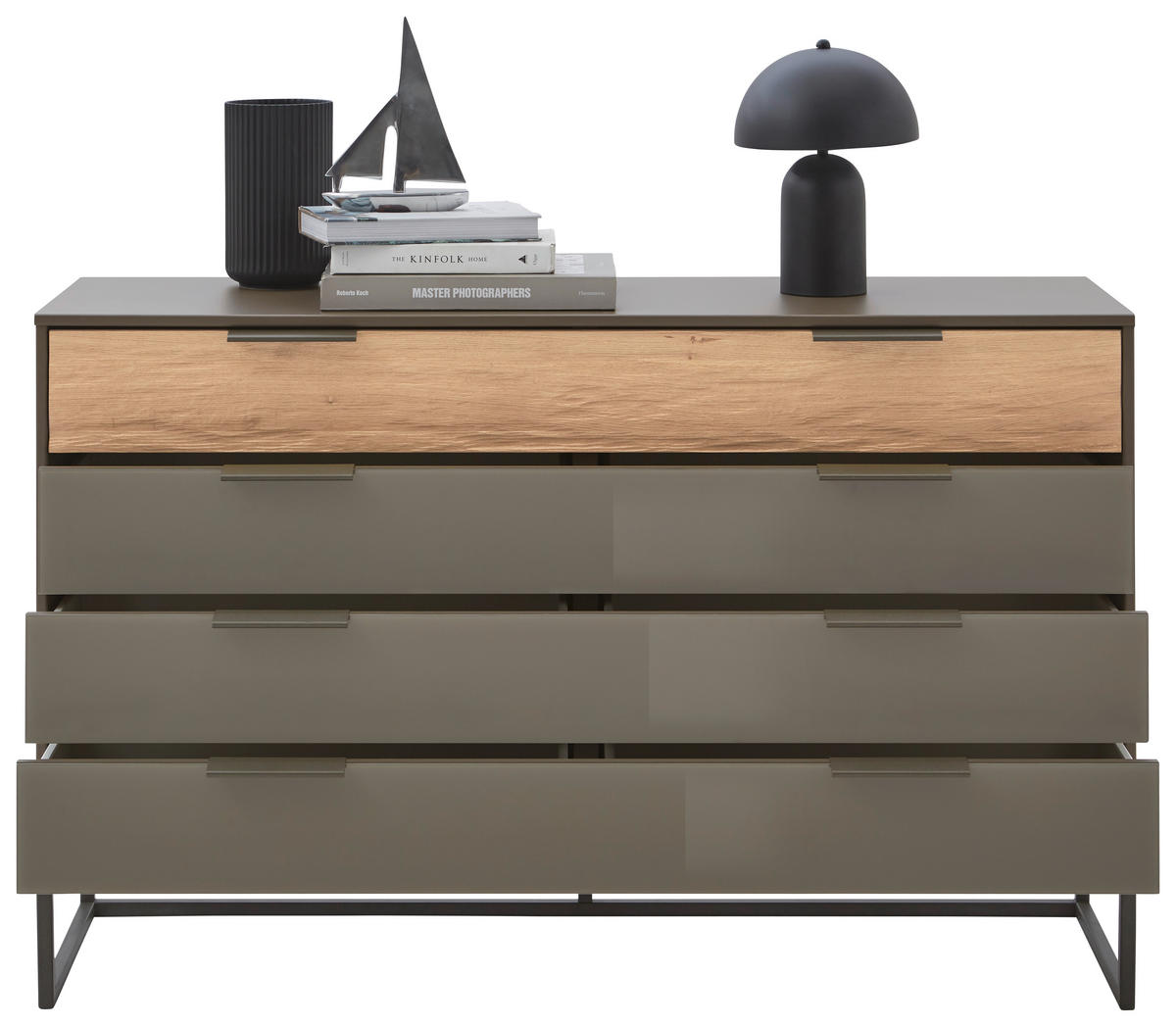 SIDEBOARD 141/89/43 cm  in Anthrazit, Eichefarben  - Schieferfarben/Eichefarben, Design, Glas/Holzwerkstoff (141/89/43cm) - Dieter Knoll