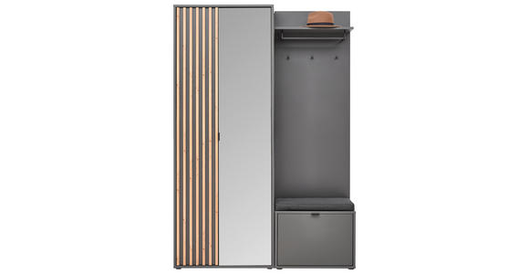 GARDEROBE  in 135/198/40 cm  - Graphitfarben/Eiche Artisan, Design, Glas/Holzwerkstoff (135/198/40cm) - Voleo